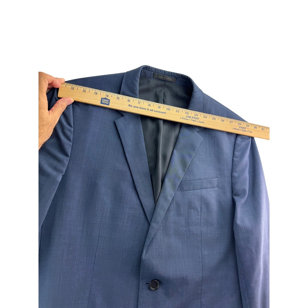 HUGO BOSS Mens Blue Wool Blend Sport Coat Blazer Jacket Size 44R Two Button - Picture 13 of 16